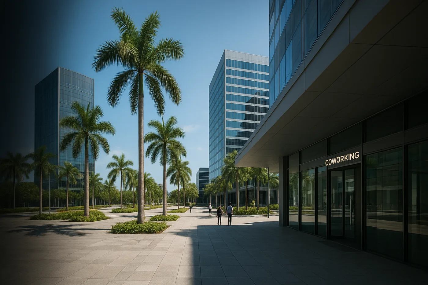 Professionals collaborating in a modern Barranquilla workspace.